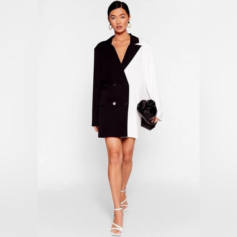 Nasty Gal | Color Block Black and White Blazer Dress